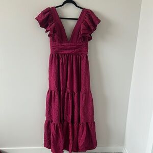 NWT Hutch Ruffled Open-Back Maxi Dress